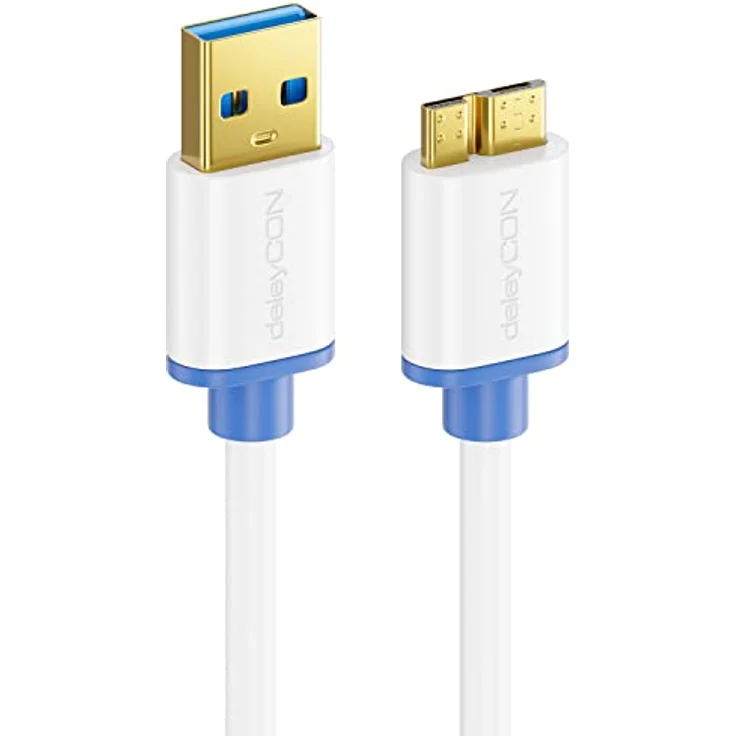deleyCON 1,5m Micro USB 3.0 Kabel, Datenkabel bis zu 5 Gbit/s, USB A-Stecker zu Micro B-Stecker, Weiß – Bild 5