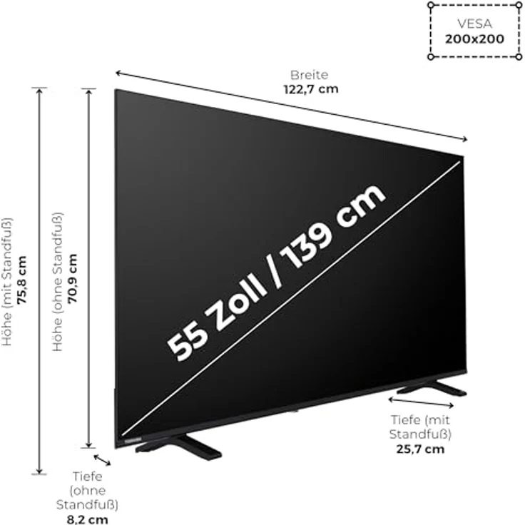 Toshiba 55QV1563DDW, 55 Zoll QLED Smart TV VIDAA mit 4K UHD, Dolby Vision HDR, Triple-Tuner, Bluetooth & Streaming Apps – Bild 3