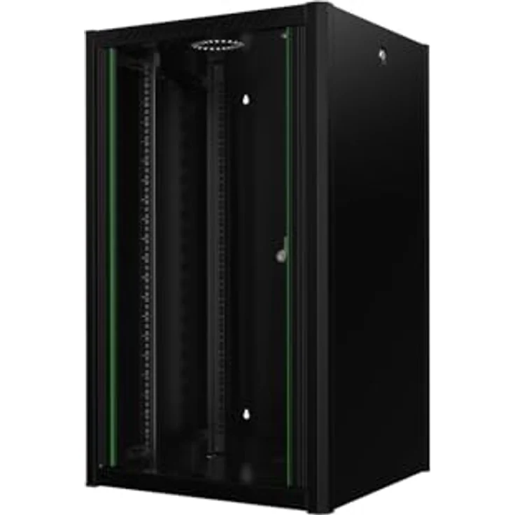 Logon RWP20U56BL, 10.86 HE Serverschrank im 19 Zoll Rackformat, Schwarz, mit antistatischer Glastür und Belüftungsmöglichkeiten – Bild 2