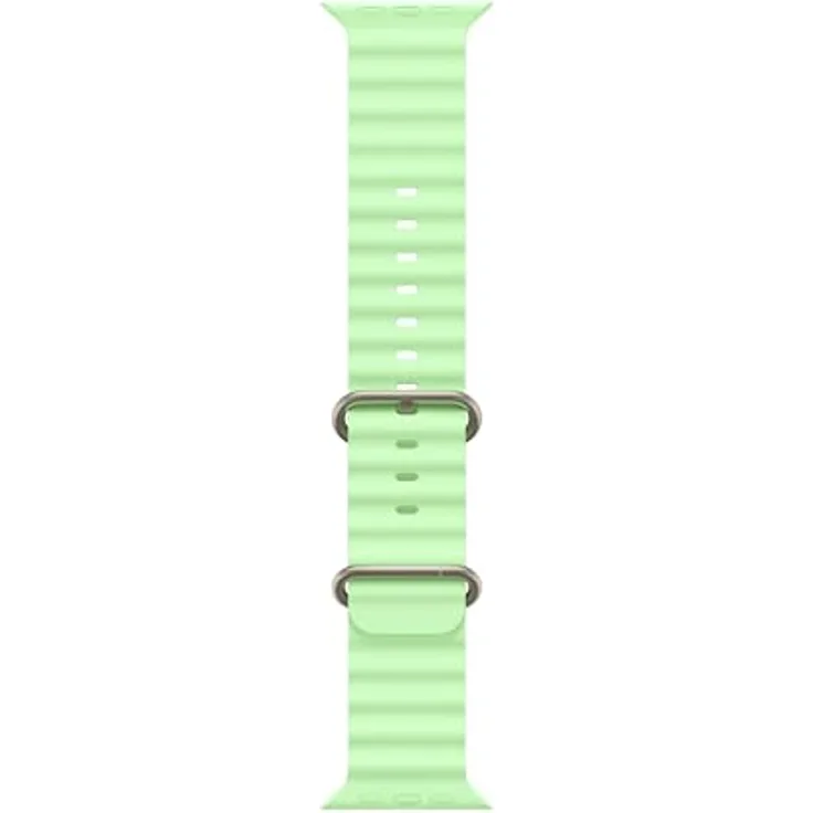 Apple Ocean Band, 49 mm, neongrün, dehnbares Elastomer, Titan-Schließe, perfekt für Wassersport