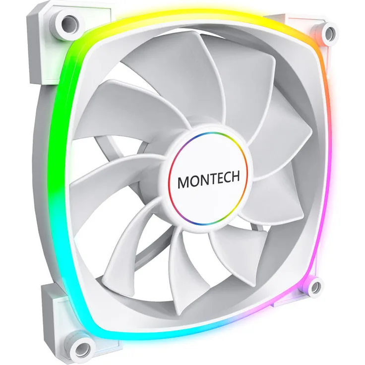 Montech RX140 PWM ARGB Reverse Lüfter- 140mm, weiß - Gehäuselüfter mit max. 1.600 U/min, sehr leise, RGB-Beleuchtung