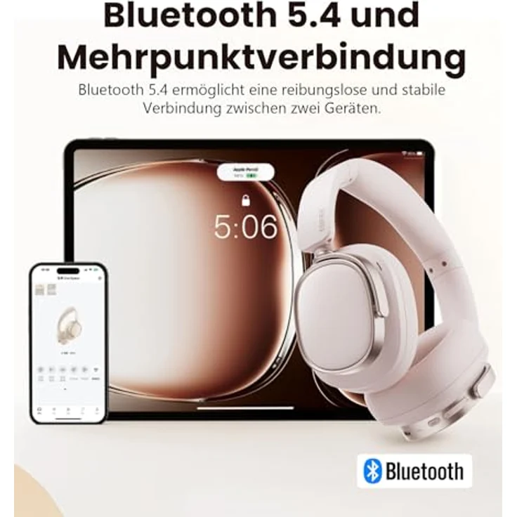 Edifier ES850NB, Kabellose Over-Ear-Kopfhörer mit ANC, Hi-Res Audio, 92h Spielzeit, Bluetooth 5.4, KI-Geräuschreduzierung – Rosa – Bild 5