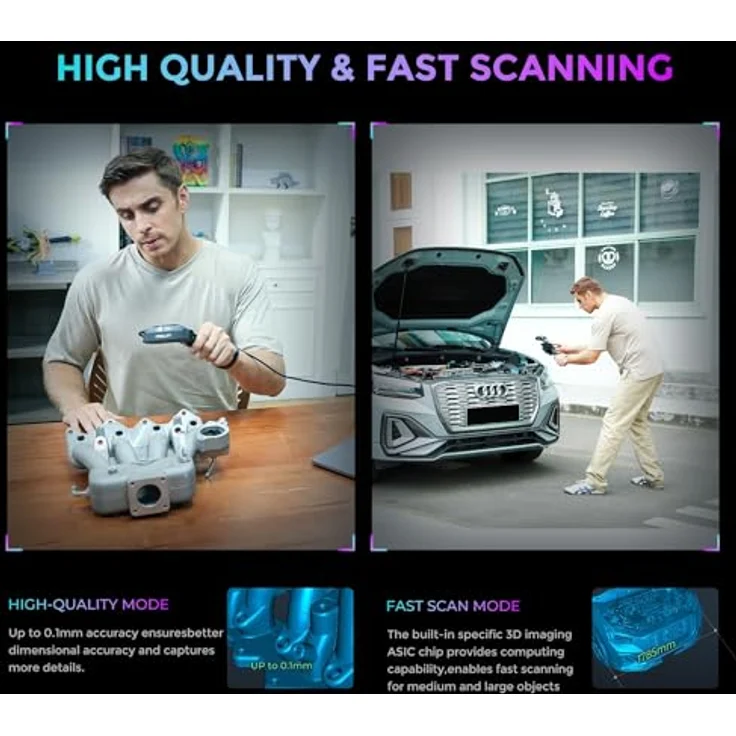 Creality CR-Scan Ferret Pro 3D Scanner, tragbarer 3D Scanner für 3D Drucker, 3D Druck modellierung, 0,1 mm Genauigkeit, 24 Bit Vollfarbscan, Anti-Shake, Wifi 6, für Android IOS Phone PC Mac Win – Bild 4