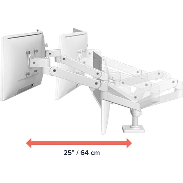 Ergotron LX PRO ARM DUAL SIDE-BY-SIDE, Monitor Halterung für Tisch bis 27 Zoll, modernisiert, ergonomisches Design, weiss – Bild 4