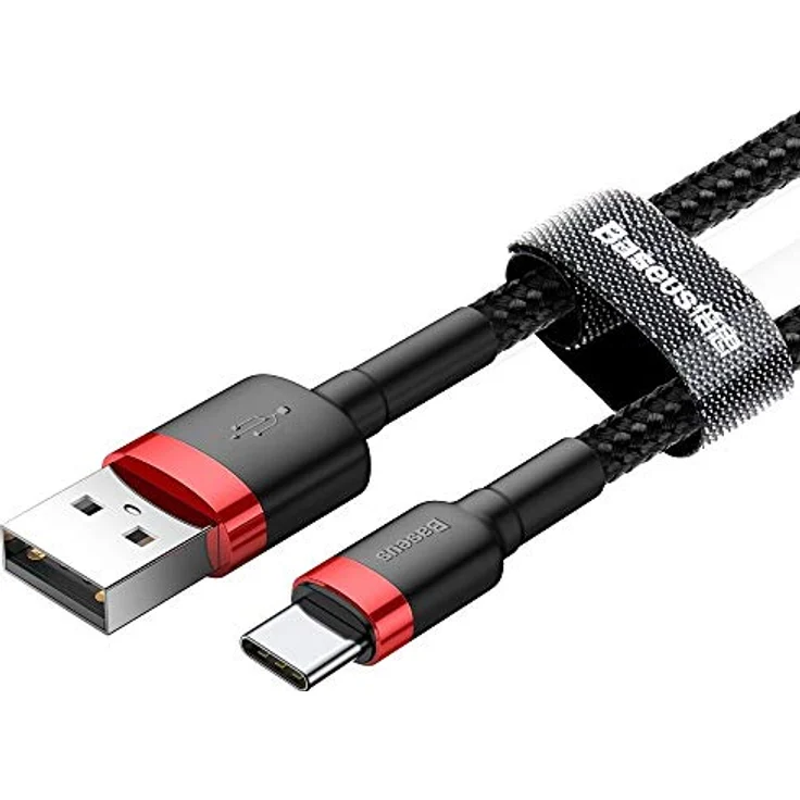 Baseus Cafule Kabel, strapazierfähiges USB/USB-C Kabel mit Schnellladung QC3.0, 2A, 3m, schwarz-rot – Bild 3