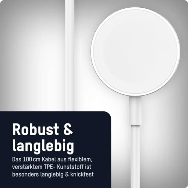 Ansmann Ladekabel für Apple Watch, 120 cm USB C, knickfest mit starker magnetischer Verbindung – Bild 3