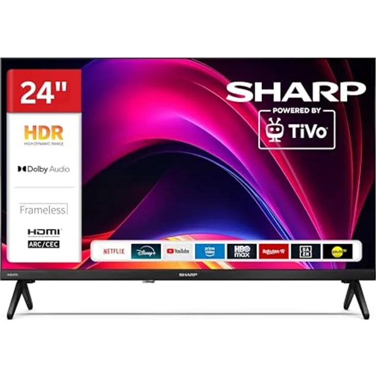 Sharp 24HE2745E, 24 Zoll Smart TV powered by TiVo, HDR Fernseher mit HD Auflösung und Triple-Tuner, LED TV