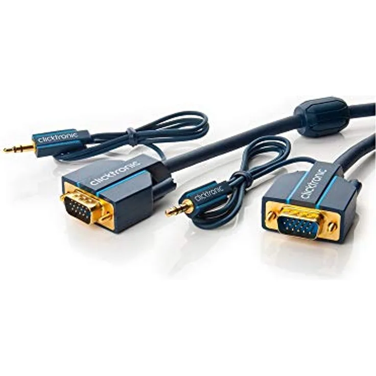 Clicktronic 70131 VGA und Audio-Verbindungskabel bis WQXGA, kombiniertes Monitor- und Stereo-Audiokabel