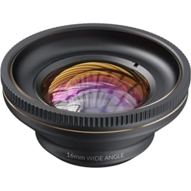ShiftCam LensUltra 16mm Weitwinkelobjektiv - Smartphone Weitwinkelobjektiv mit 0,5x Vergrößerung, 100° Winkel, Mehrschicht-AR-Beschichtung - Schwarz
