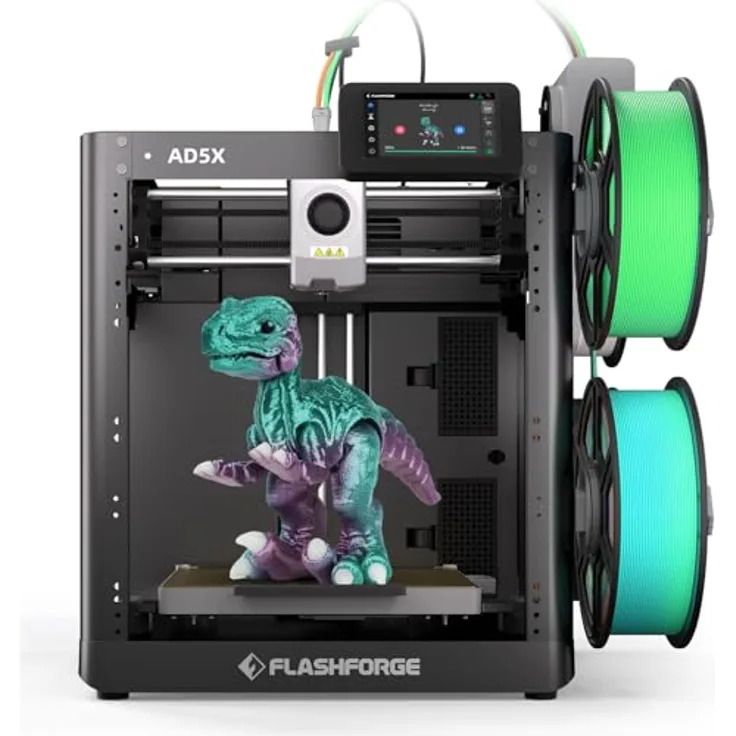 FLASHFORGE AD5X Multimaterial-3D-Drucker, Mehrfarbendruck mit 600mm/s Geschwindigkeit, 1-Klick Druck, vollautomatische Kalibrierung, Druckgröße 220x220x220mm