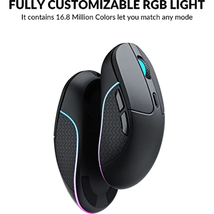 Keychron M3 Kabellose Maus, PAW3395-Sensor mit programmierbarer Makrotaste 26.000 DPI, unterstützt 2,4 GHz Bluetooth 5.1, 79 g, ultraleichtes ergonomisches Design für PC Mac Laptop – Schwarz – Bild 5