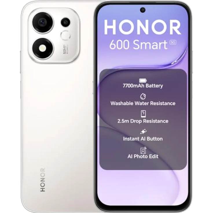 HONOR 600 Smart 5G, Smartphone mit 7700 mAh Akku, sturzsicher, Silber, 4+128GB – Bild 1