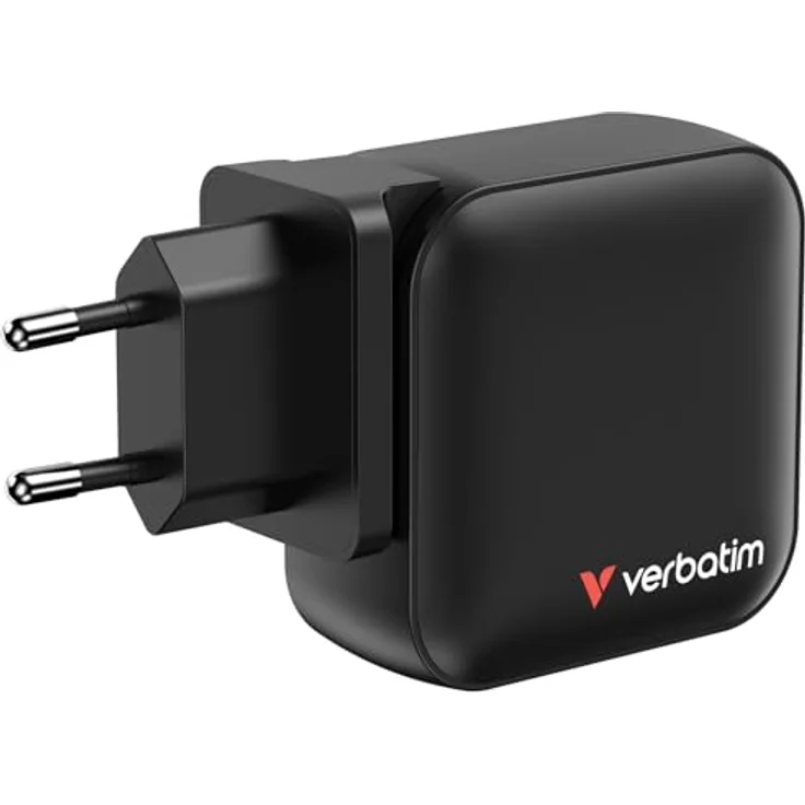 Verbatim Mini GaN Charger 100 W, 3 Ports USB-C Ladegerät mit 2 x USB-C & 1 x USB-A, Schnelles Ladegerät für MacBook, iPad, iPhone, Samsung & mehr, schwarz, inkl. EU- und UK-Adapter – Bild 2