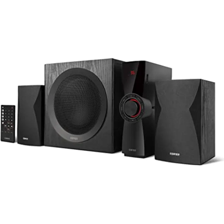 Edifier CX7 Aktives 2.1 Home-Entertainment-System mit Bluetooth V5.0, 21cm (8 Zoll) Subwoofer und Infrarot-Fernbedienung: Perfekt für TV, PC, Notebook etc., Schwarz - Preisvergleich