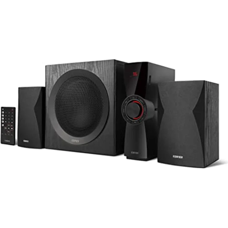 Edifier CX7 Aktives 2.1 Home-Entertainment-System mit Bluetooth V5.0, 21cm (8 Zoll) Subwoofer und Infrarot-Fernbedienung: Perfekt für TV, PC, Notebook etc., Schwarz - Preisvergleich – Bild 1