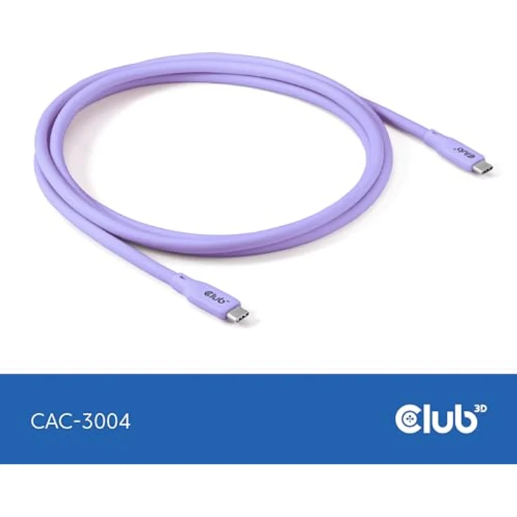 Club3D Lifestyle USB-C Kabel PD 240W, 20Gbps, 2m, lila, für Fast Power Charging und 4K 60 Hz Support – Bild 8