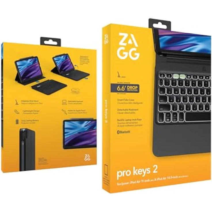 ZAGG Pro Keys 2, QWERTZ Tastatur für iPad Air 11 (M2), Schwarz, mit Hintergrundbeleuchtung und abnehmbarer Tastatur – Bild 8