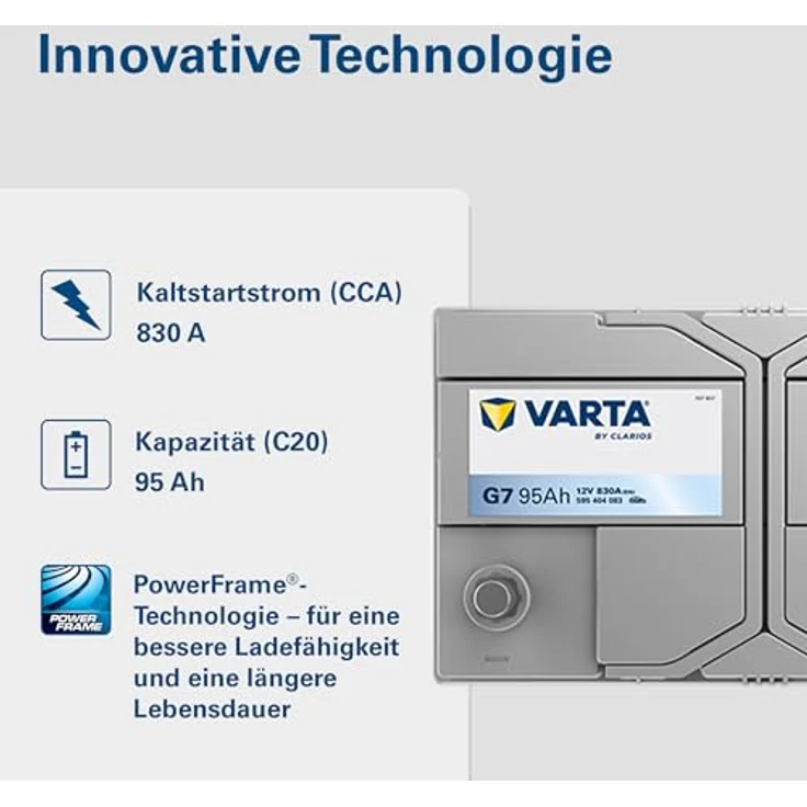 VARTA G7 Blue Dynamic 12V 95Ah 830A Autobatterie, wartungsfrei, Pluspol rechts, 595 404 083 inkl. 7,50 Pfand – Bild 4