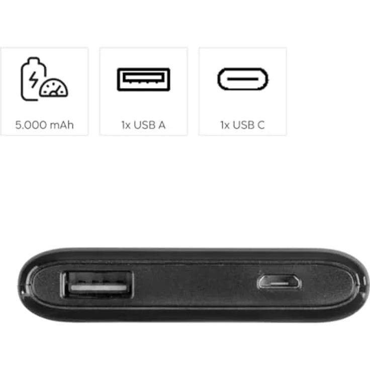 Hama Power Pack ''SLIM 5HD'' 5000mAh, Ausgang: USB-A, Schwarz (201666) – Bild 2