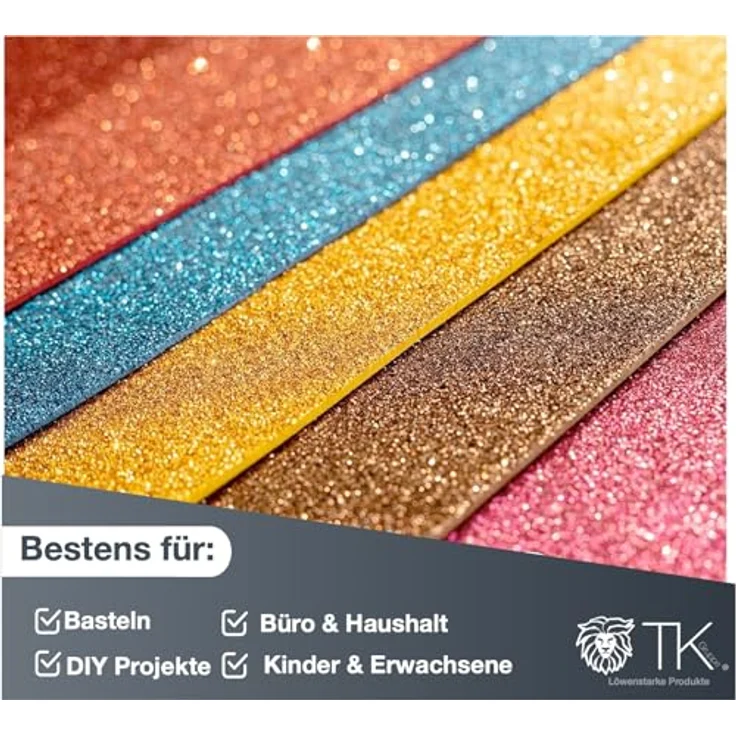 Bastelfreund® 50x Blatt Papier Glitzerpapier Glitterpapier 250 g/m² - A4 Kopierpapier Fotokarton Druckerpapier bunt - zum Basteln & gestalten - Bastelpapier Tonkarton Pappe – Bild 4