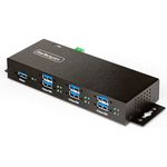 StarTech.com 7-Port USB 3.0 Hub mit Metall-Industriegehäuse, Managed, ESD & Überspannungsschutz, Wand-/Tisch-/DIN-Schienenmontage, USB 3.1/3.2 Gen 1 5Gbps, USB Verteiler/Splitter (5G7AINDRM-USB-A-HUB)