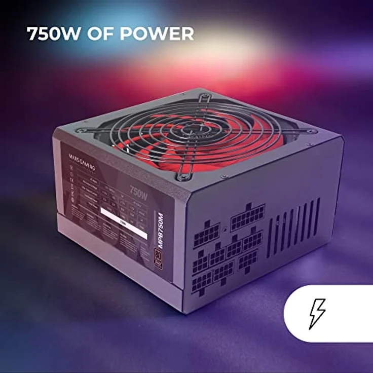 Mars Gaming MPB750M, Modulares ATX 750W Netzteil, 6 Jahre Garantie, 80Plus Bronze 230V, Silent AI-RPM Technologie, 90% Wirkungsgrad, Schwarz – Bild 2