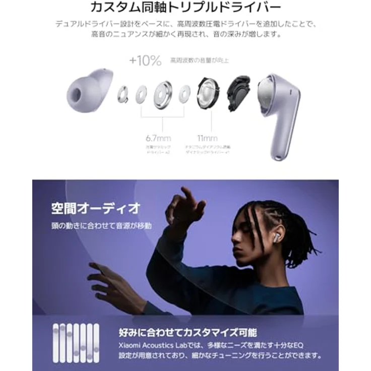 Xiaomi Redmi Buds 6 Pro Black - Triple-Treiber Hi-Fi Klang, 55dB ANC, 36h Akkulaufzeit, 3D-Audio – Bild 4