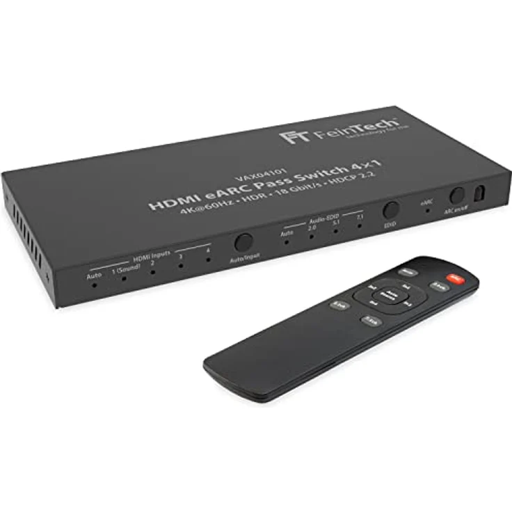 FeinTech VAX04101A HDMI eARC Pass Switch 4x1, für 3 HDMI-Quellen, Soundbar und TV Beamer 4K HDR Dolby Atmos – Bild 1