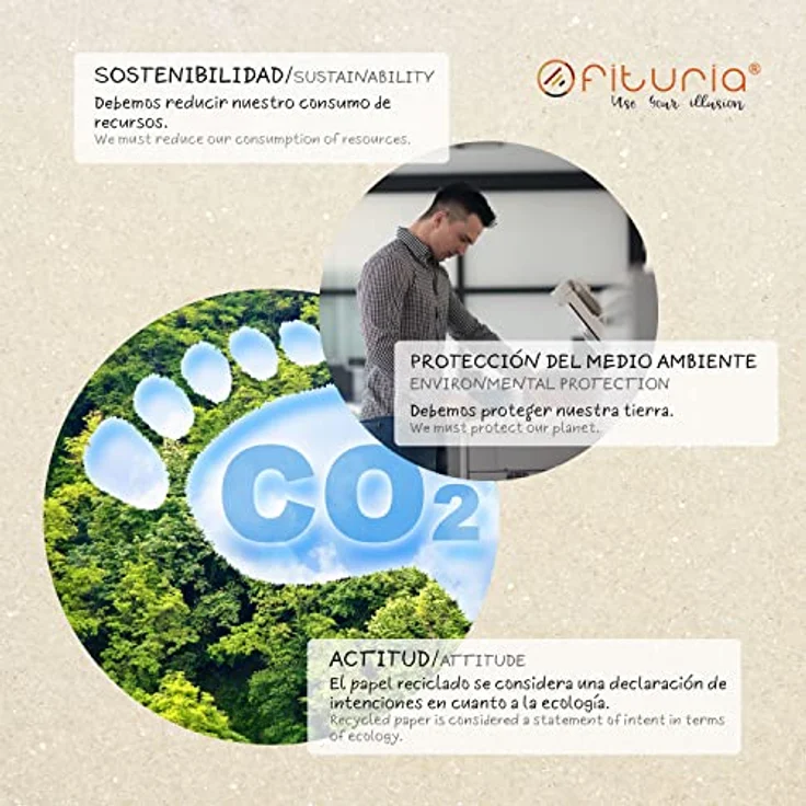 OFITURIA Recyclingpapier A3, 80 g, 100% recyceltes Papier in natürlicher Farbe, geeignet für Laserdrucker und Inkjet, Packung mit 1250 Blatt – Bild 2