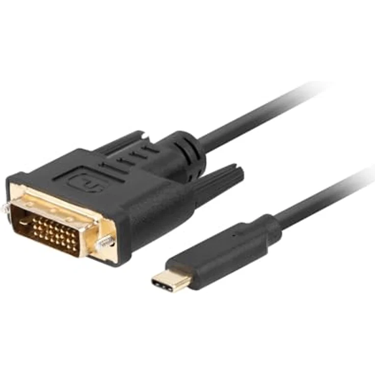LANBERG USB-C auf DVI-D (24 + 1) Stecker/Stecker, 1,8 m, schwarz, DVI-Kabel – Bild 1