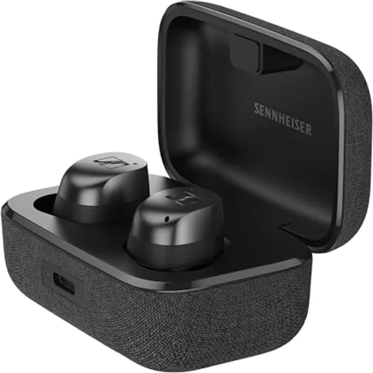 Sennheiser Momentum True Wireless 4 Smart Earbuds Bluetooth 5.4, kristallklarem Klang, ergonomischem Design, 30 Stunden Akkulaufzeit, Adaptive ANC, LE Audio und Auracast – Schwarz Graphit