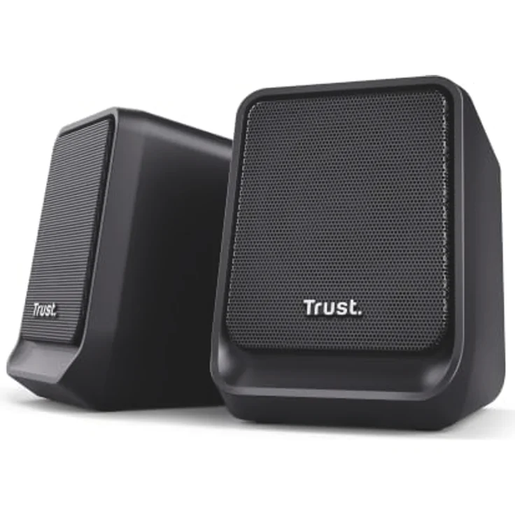 Trust Milo Kompakter PC Lautsprecher USB-C 2.0, 12W Stereo (6W RMS), Schwarz mit Lautstärkeregler – Bild 1