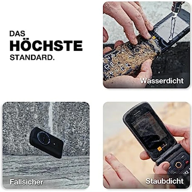 AGM M8 FLIP Klapphandy ohne Vertrag, 4G Seniorenhandy mit großen Tasten, wasserdicht/sturzsicher, SOS, kompatibel mit Hörgeräten, 1500 mAh, 104 dB Lautsprecher, Dual-SIM Schwarz – Bild 2