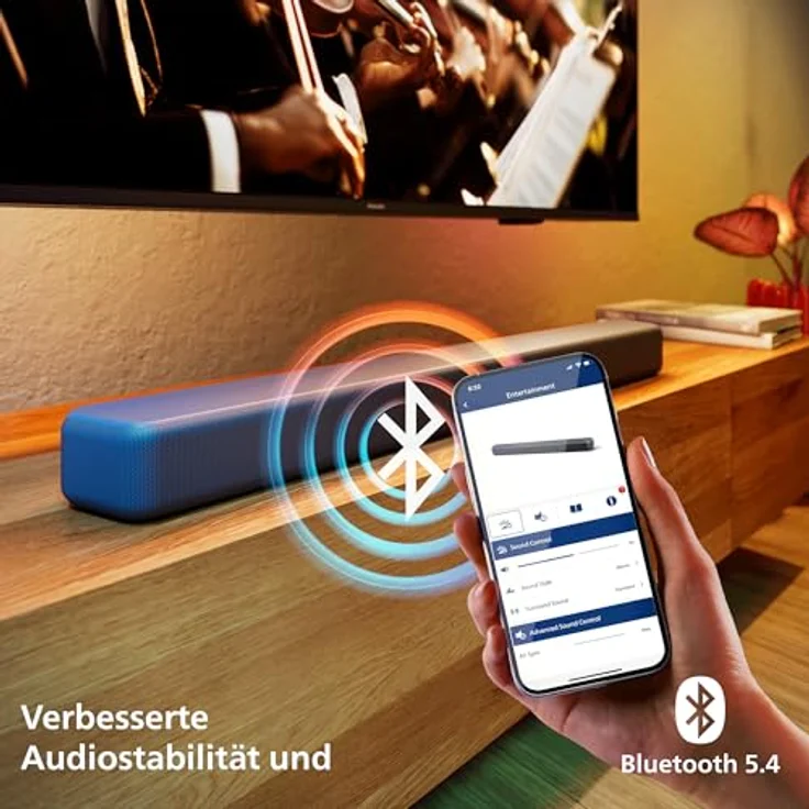 Philips TAB5201/10 Soundbar, 2.0 Kanäle, 80 W RMS, DTS Virtual:X, Dolby Digital Plus, Bluetooth 5.4, kompakte Bauweise – Bild 6