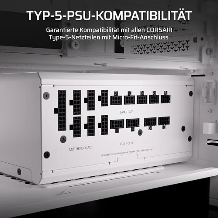 Corsair Elite Premium Pro-Kit, Netzteilkabel mit Einzeln Ummantelten Typ 5, Flache Kabelkämme, Dreilagiges Mesh-Paracord-Design, Schwarz/Weiß – Bild 4