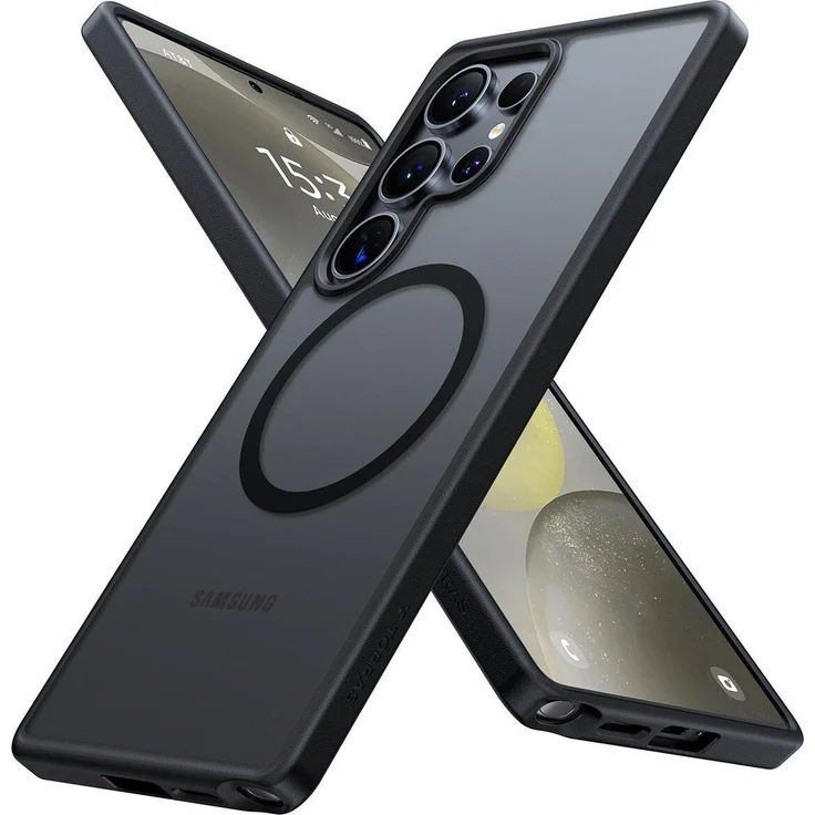 Torras Guardian-Mag, MagSafe Schutzhülle für Samsung Galaxy S25 Ultra mit Airbag-Technologie, Schwarz