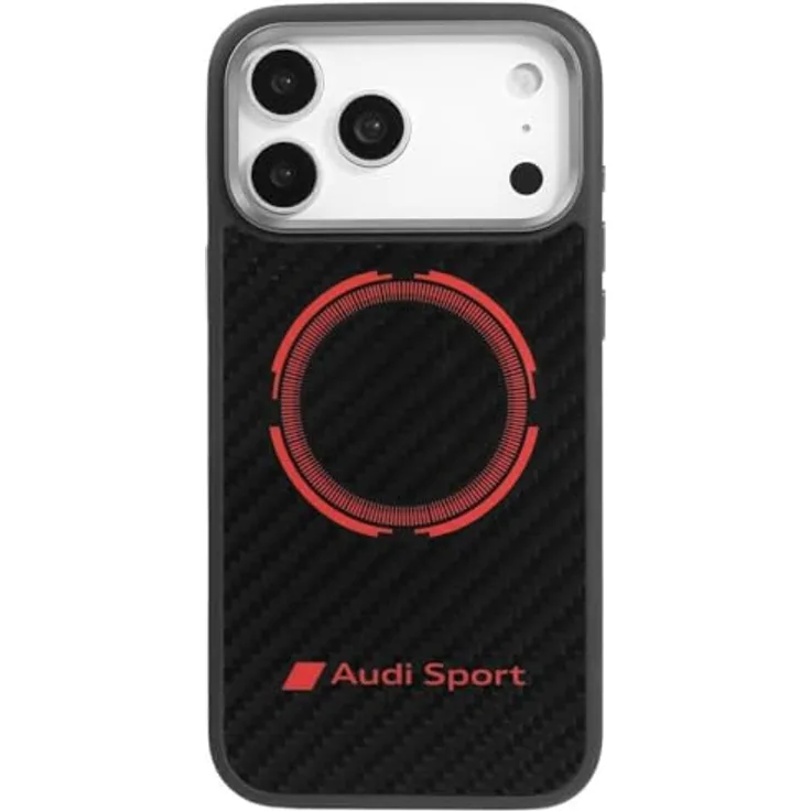 Audi RSQ Kohlefaser Sport Hülle für iPhone 17 Pro Max, kompatibel mit MagSafe, schwarz