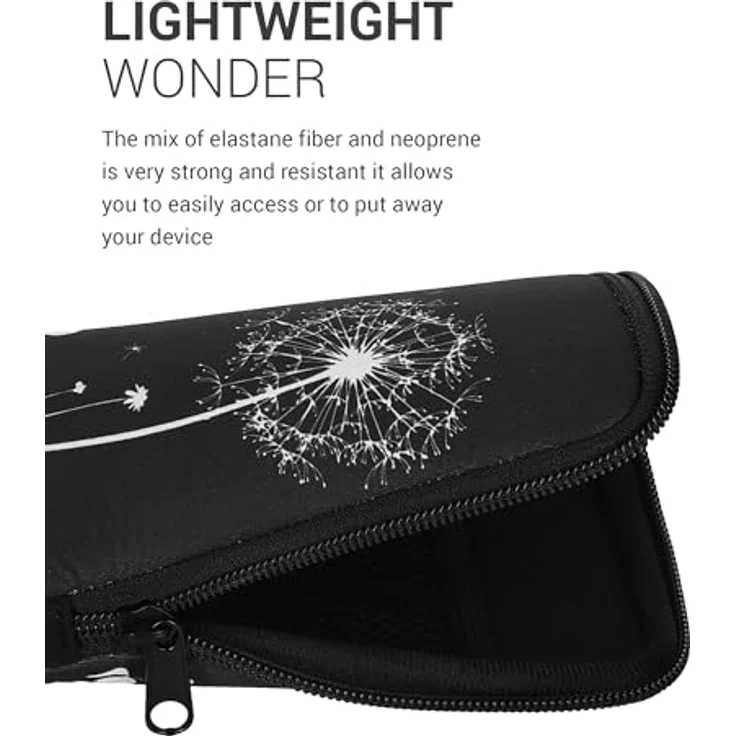 kwmobile Tasche für Nintendo 3DS XL, Neopren Hülle mit Pusteblume Love Design in Weiß Schwarz, wasserabweisend und mit Reißverschluss – Bild 3