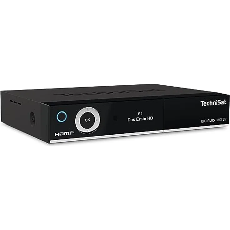 TechniSat DIGIPLUS UHD S2-4K Sat Receiver mit alphanumerischem Display und Twin Tuner (DVB-S/DVB-S2, HEVC, H.265, App Steuerung, PVR Aufnahmefunktion, WLAN, LAN, CI+, USB, OLED) schwarz