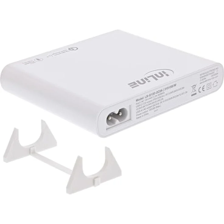 InLine USB Netzteil, GaN Ladegerät, 4-Port, Dual USB-C + Dual USB-A, 120W, weiss, Power Delivery 3.0, Quick Charge 4+, hohe Energieeffizienz – Bild 3