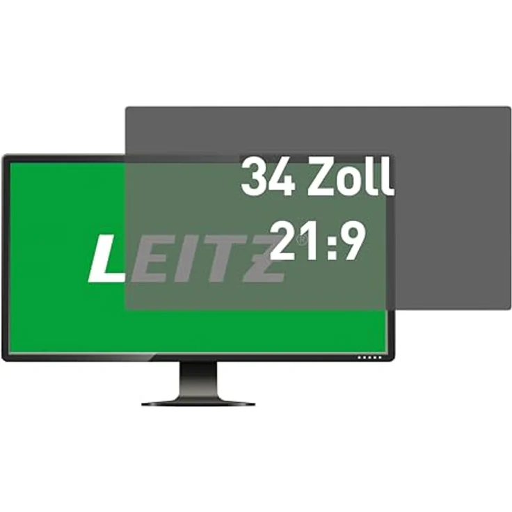 Leitz Monitor Blickschutzfilter 34 Zoll (21:9), Abnehmbare Schutzfolie, Blaulichtfilter, Blendschutz, Beidseitig verwendbar, Touchscreen kompatibel, Made in Germany, 69050000 – Bild 1