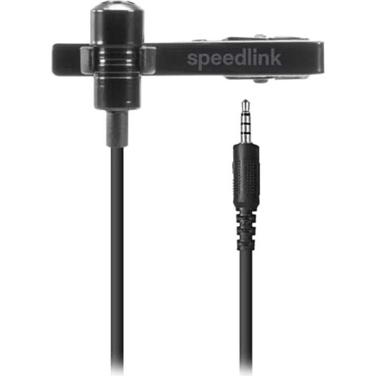Speedlink SPES Ansteckmikrofon mit Kabel Klinke 3,5mm - Lavalier Mikrofon mit Rauschunterdrückung, 2,5m Kabel, schwarz – Bild 1