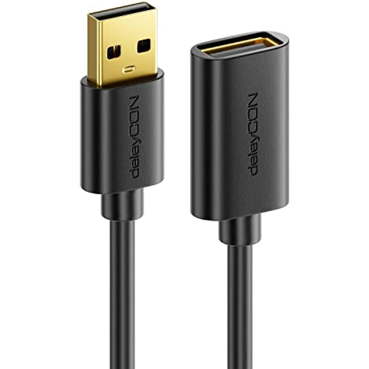 deleyCON 2m USB 2.0 High Speed Kabel Verlängerungskabel USB A-Stecker zu USB A-Buchse - Schwarz, schnelle Datenübertragung mit 480 Mbps – Bild 4