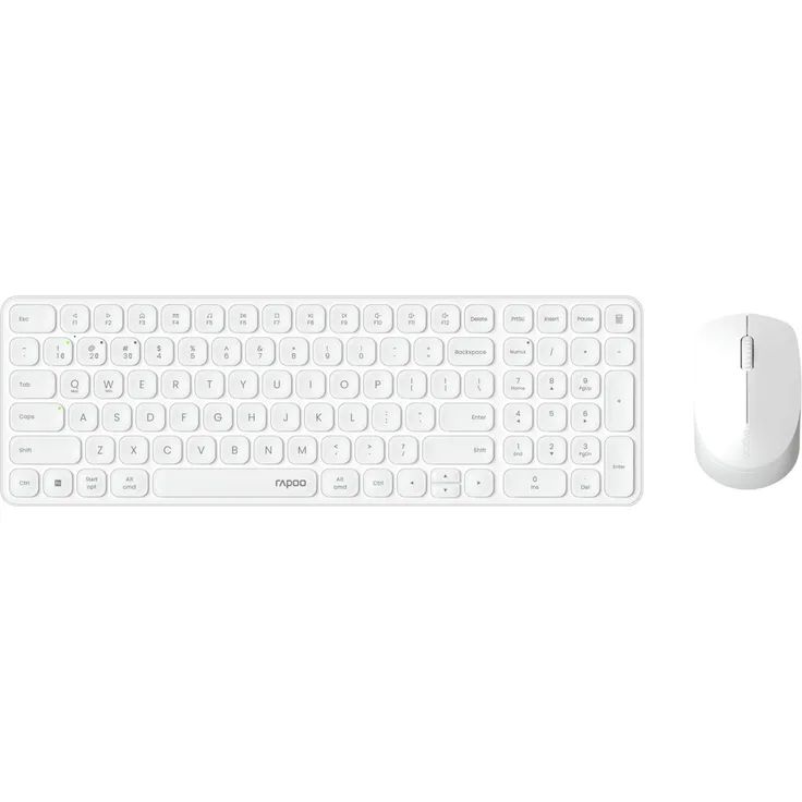 Rapoo 9310M, Kabelloses ultraflaches Multi-Mode-Deskset Tastatur- und Maus-Set, Aluminiumgehäuse in silber
