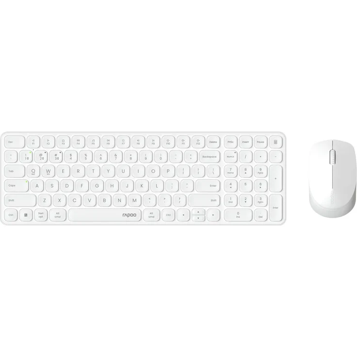 Rapoo 9310M, Kabelloses ultraflaches Multi-Mode-Deskset Tastatur- und Maus-Set, Aluminiumgehäuse in silber – Bild 1