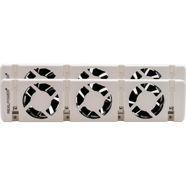 RealPower Heizungslüfter HL-2, 2er Set mit 3 Ventilatoren, effiziente Wärmeverteilung, weiss
