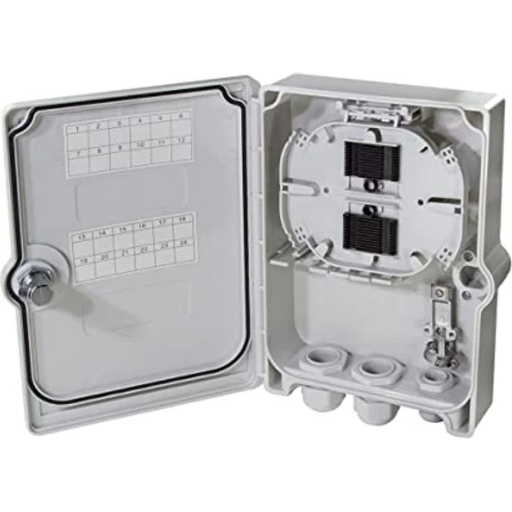 LogiLink Glasfaser-Wandgehäuse FB124E, FTTH/FTTB, 24 Fasern, IP55, lichtgrau – Bild 1