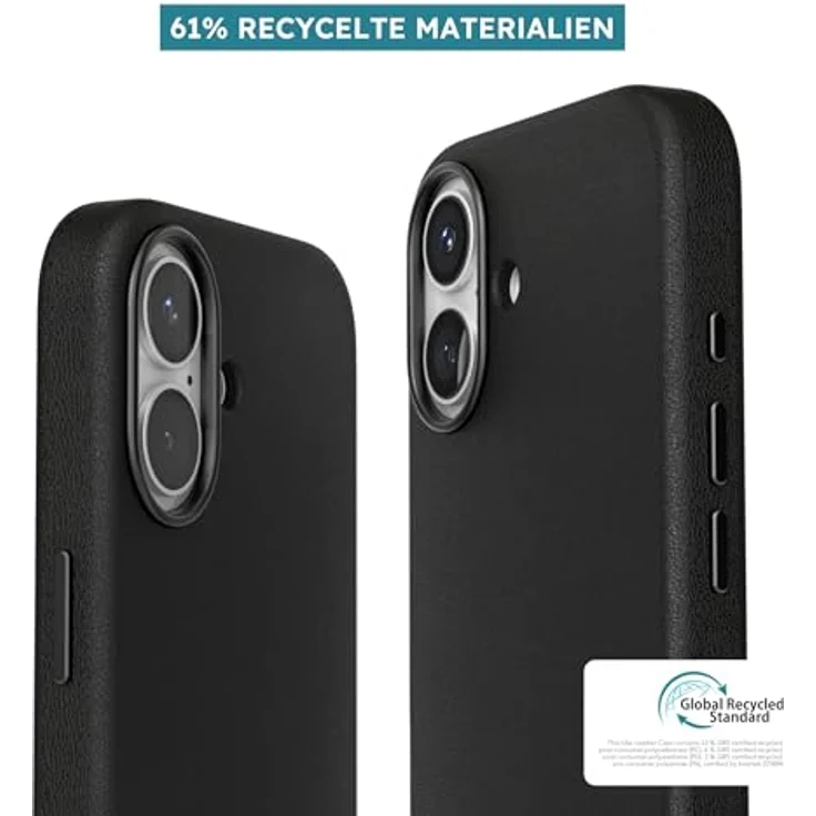 VONMÄHLEN Like Leather Case, Luxuriöse Hülle aus veganem Leder für iPhone 17 mit MagSafe, umweltfreundlich und elegant, Schwarz – Bild 4