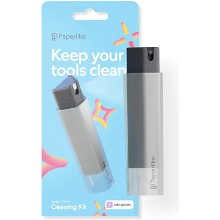 Paperlike All-in-one Cleaning Kit - Nachfüllbarer Mikrofaser-Bildschirmreiniger mit Reinigungslösung + 5 Refill Tabs - für iPad & Displays, Weiß