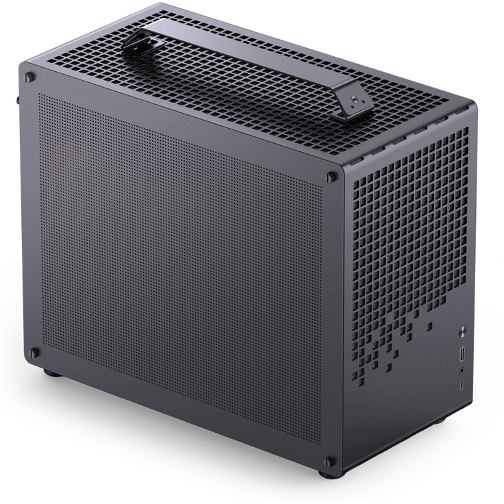 Jonsplus Z20 Mesh PC-Gehäuse, Mini Tower für Micro-ATX und SFX-/ATX-PSUs, Tragegriff, schwarz